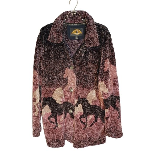 County Clothing Co. Vintage Size Large Purple Button Up Women's Sweater - Picture 6 of 6